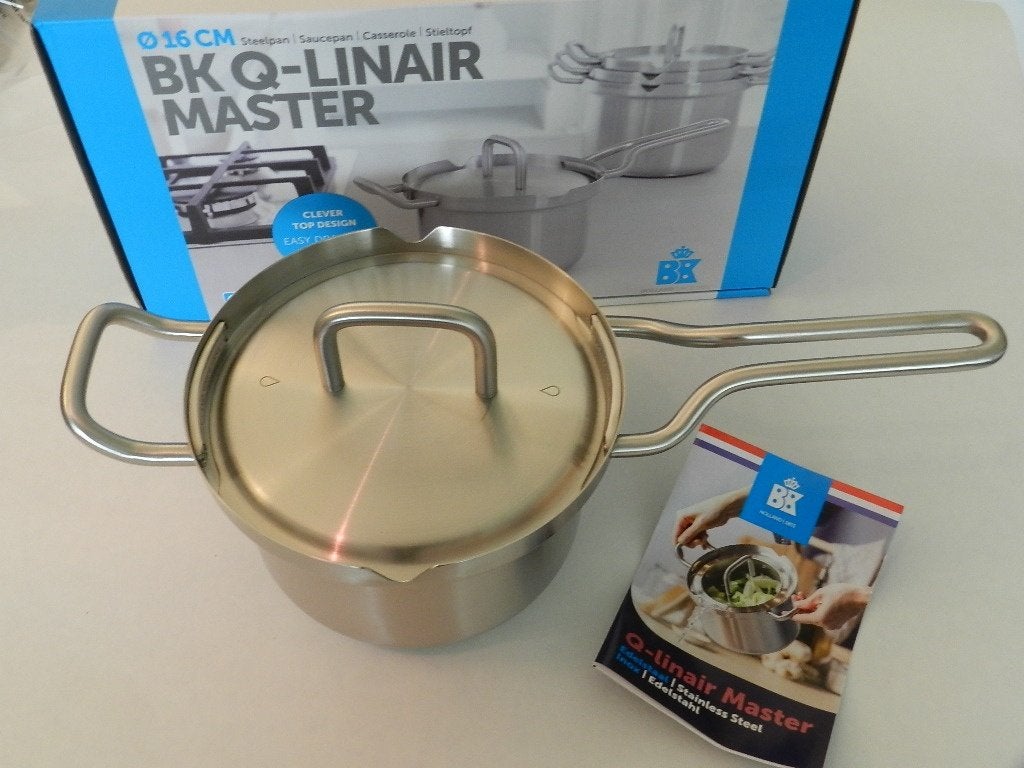 BK Q-linair Master steelpan 16 cm met deksel. Nieuw in doos., BK, Nieuw, Ophalen of Verzenden, Kookpan