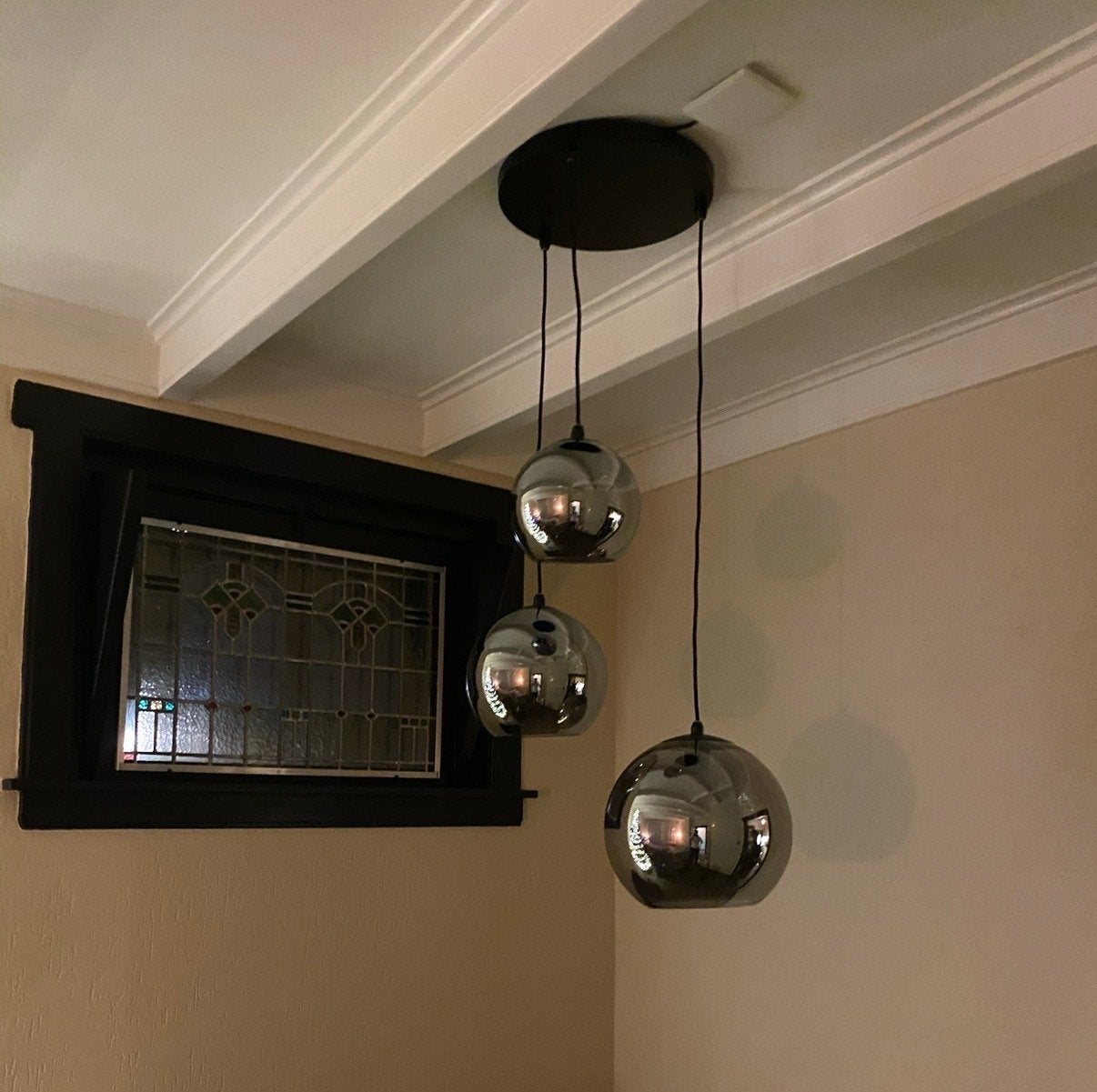 Moderne Hanglamp met 3 Smoke Glazen Bollen, Ophalen, E27 (groot), Modern, Glas
