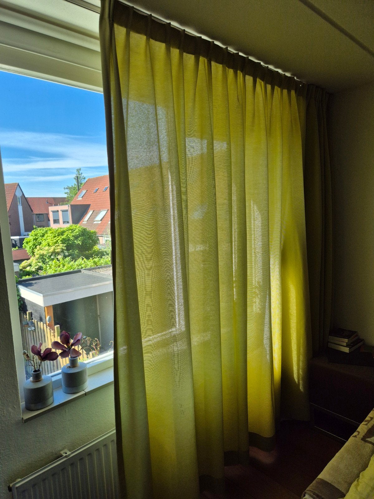 Gratis: gordijnen groen 513 x 241 cm, Huis en Inrichting, Stoffering | Gordijnen en Lamellen, Ophalen, Groen, Verduisterend