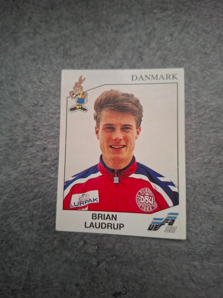 Panini sticker Euro 92 Zweden. Brian Laudrup Denemarken., Verzenden, Zo goed als nieuw, Sticker