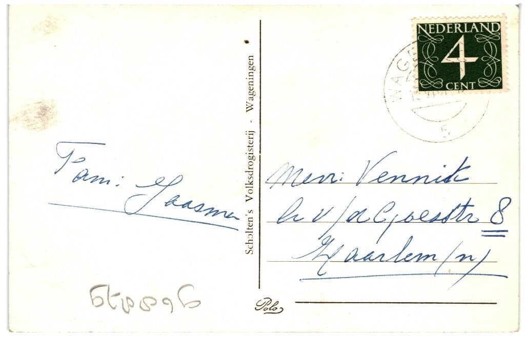 968879	Wageningen	Gld jr 50 60 Oorlogsmonument, Ophalen of Verzenden, 1940 tot 1960, Gelopen, Gelderland