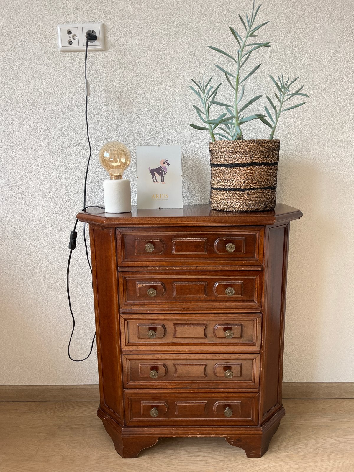 Vintage houten kastje met lades, Ophalen, Minder dan 50 cm, Gebruikt, Met lade(s)