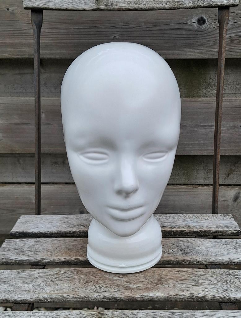 Prachtige vintage wit glazen mannequin hoofd., Verzamelen, Retro, Ophalen of Verzenden, Huis en Inrichting