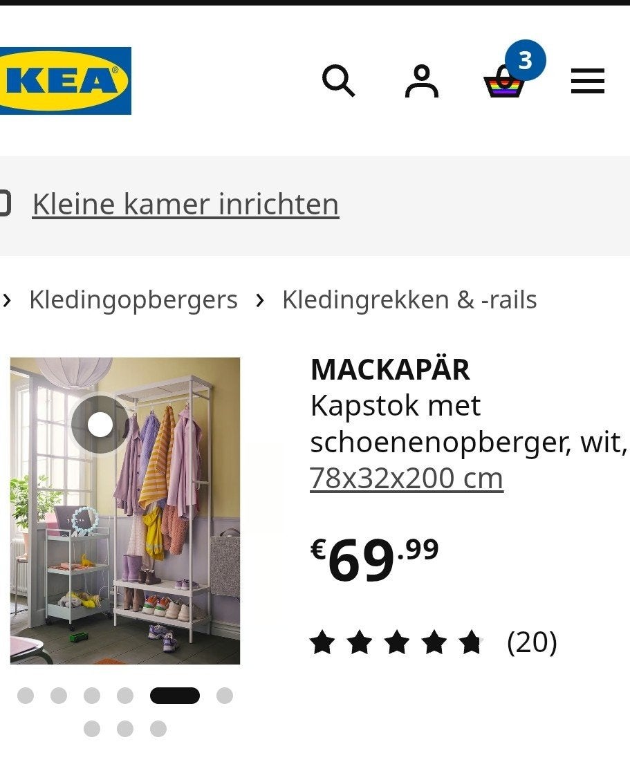 Ikea Mackapär - Kapstok met schoenenrek wit, Ophalen, Gebruikt, Metaal, Staande kapstok