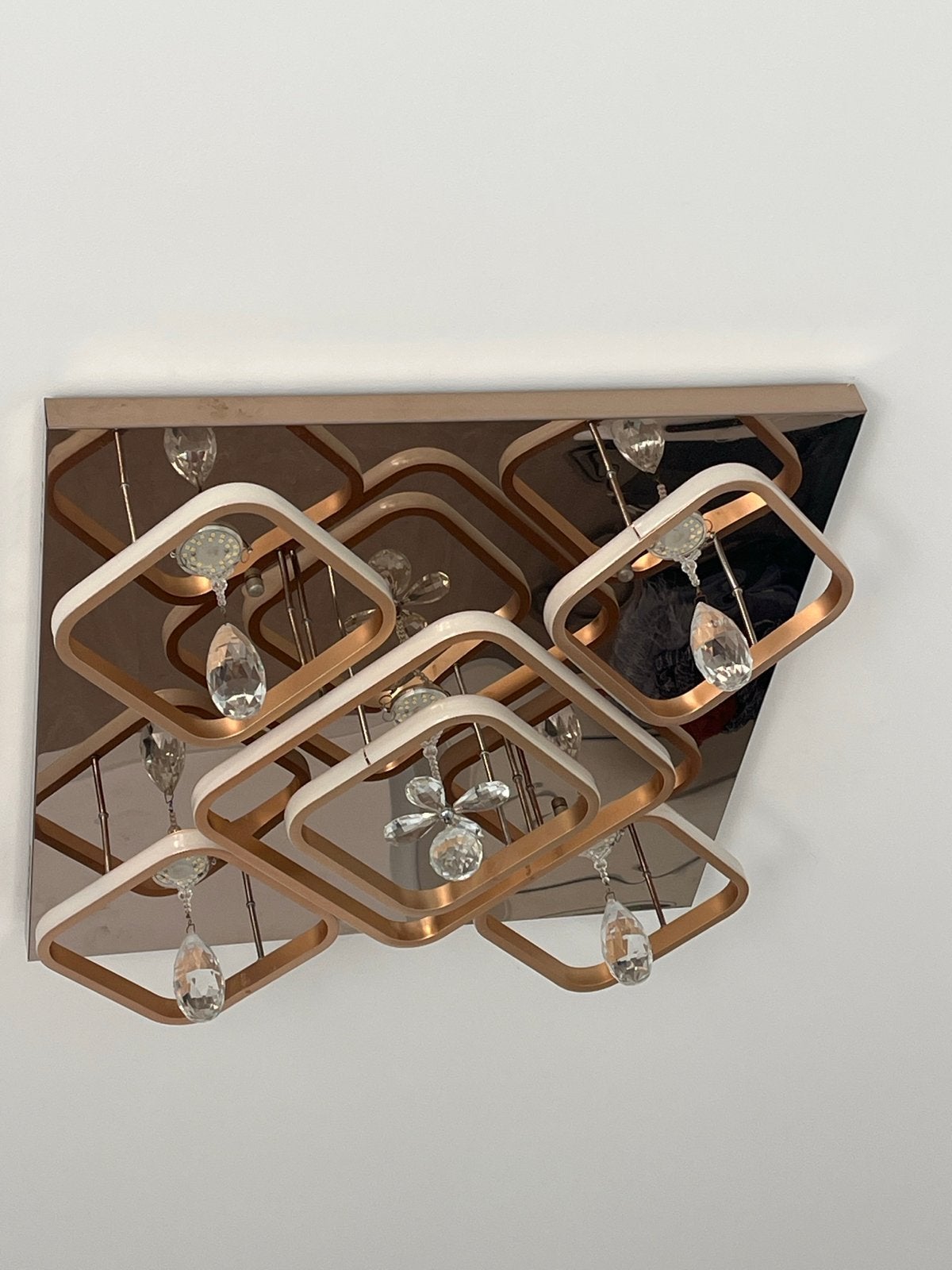 Moderne plafondlamp met kristallen decoratie, Ophalen, Modern, Zo goed als nieuw, Plafondlamp