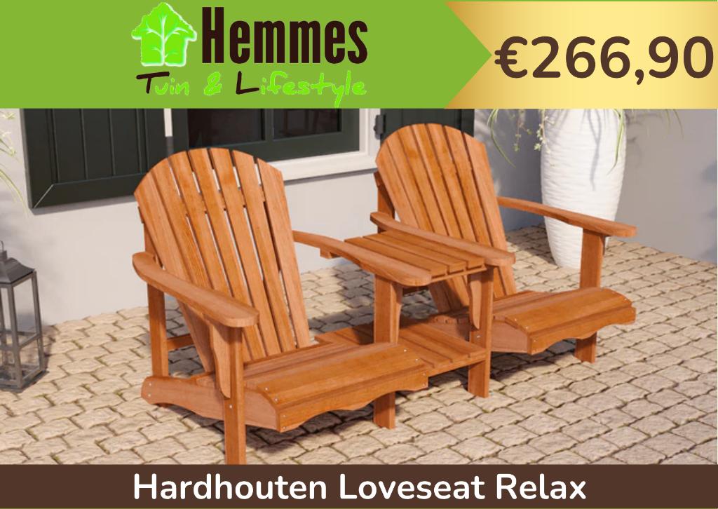 Hardhouten Loveseat Relax, Ophalen of Verzenden, Nieuw, Hout