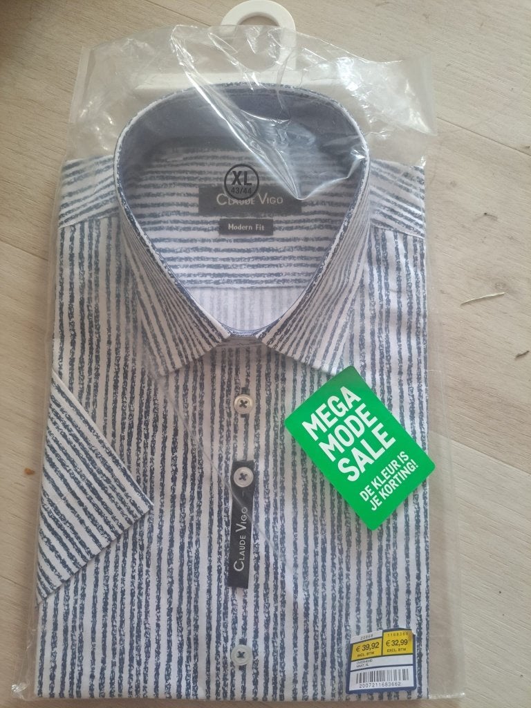 korte mouw overhemd, Kleding | Heren, Onbekend, Blauw, Ophalen of Verzenden, Zo goed als nieuw