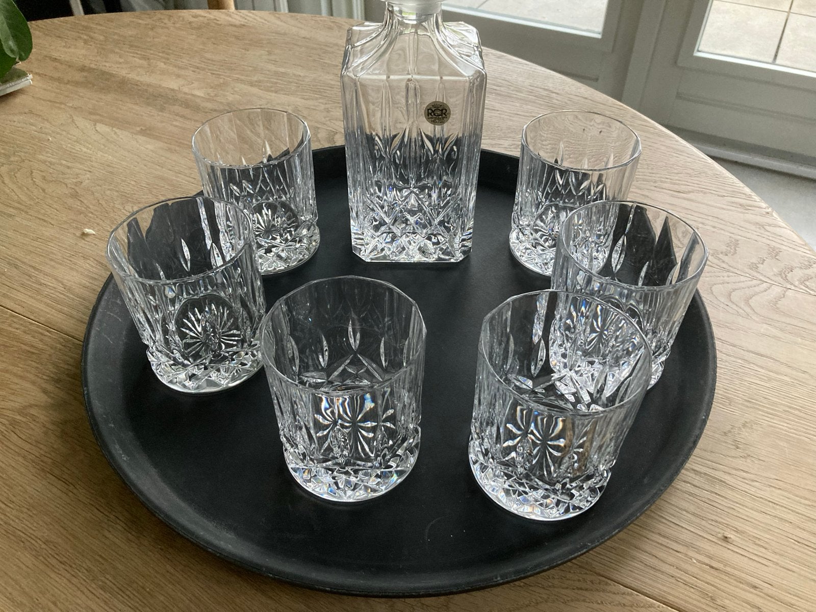 RCR Royal Crystal Rock Karaf met 6 Whiskey Glazen, Antiek en Kunst, Ophalen