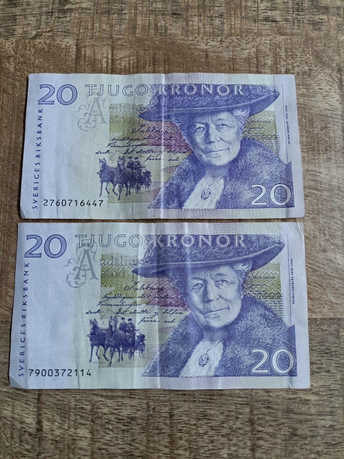 2x 20 Zweedse Kronen biljetten - Selma Lagerlöf, Ophalen of Verzenden, Overige landen, Setje
