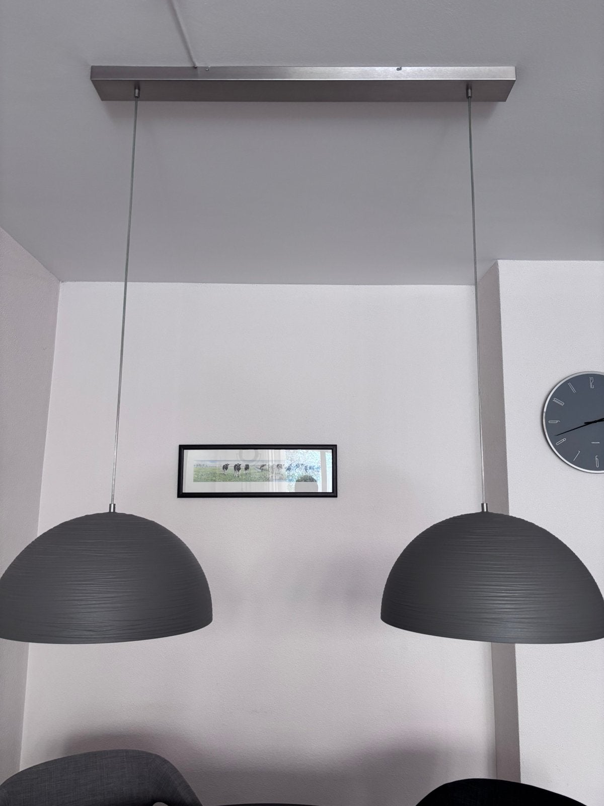 2 Grijze hanglampen, Ophalen of Verzenden, Zo goed als nieuw
