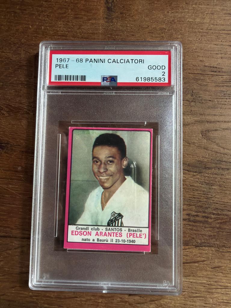 Zeldzame Pelé Panini Calciatori 1967-68 PSA 2 Voetbalkaart, Ophalen of Verzenden, Gebruikt, Buitenlandse clubs, Spelerskaart