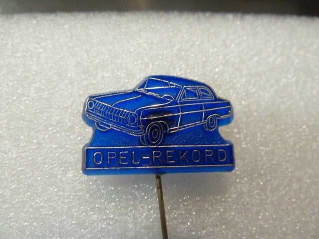 Vintage Opel Rekord Speldje - Blauw Emaille Pin, Verzamelen, Ophalen of Verzenden, Gebruikt, Merk, Speldje of Pin