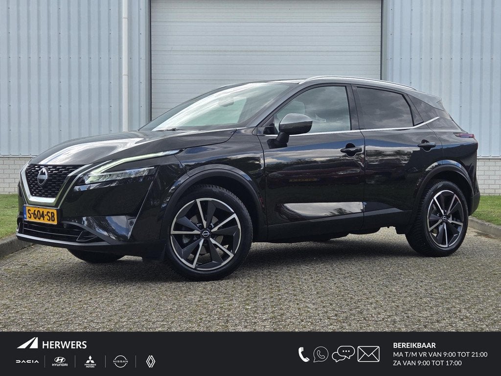 Nissan Qashqai 1.3 MHEV Tekna / Trekhaak 1800KG / Adaptief C, Auto's, Nissan, Euro 6, 160 pk, Leder en Stof, Zwart