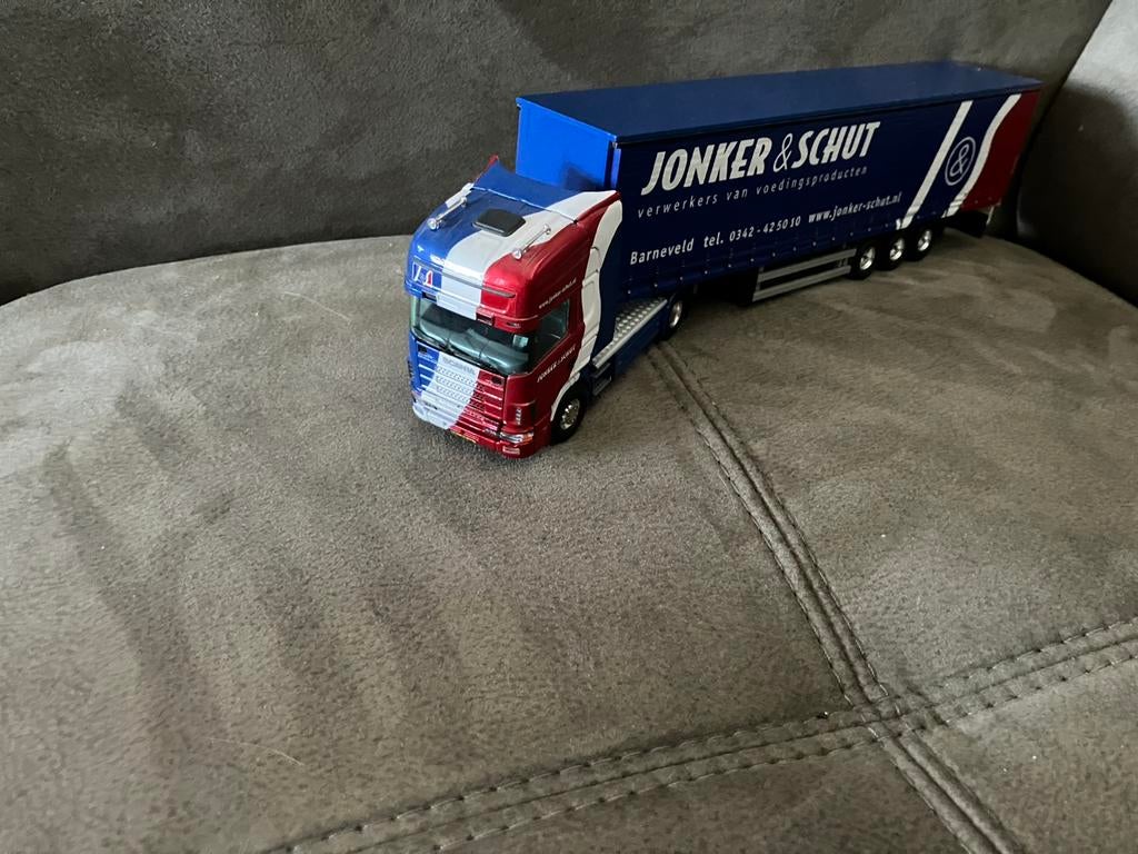 Tekno scania 4 serie jonker en schut, Hobby en Vrije tijd, Modelauto's | 1:50, Zo goed als nieuw, Bus of Vrachtwagen, Tekno, Ophalen of Verzenden