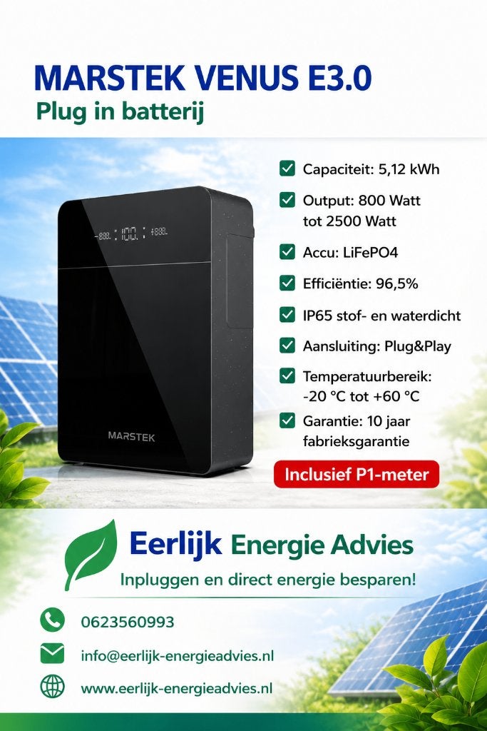 Marstek Venus E3.0 - 5.12 kWh - incl. P1 meter, Ophalen of Verzenden, Nieuw, Marstek