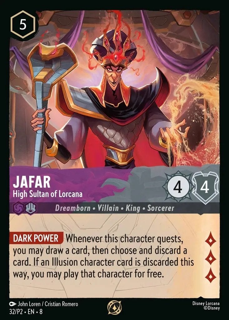 Disney Lorcana - Reign of Jafar - 32/P2 - Jafar - High Sulta, Ophalen of Verzenden, Nieuw, Losse kaart, Foil