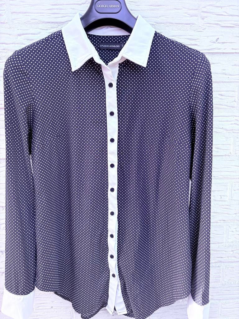 Studio Anneloes blouse polkadot zwart wit maat L, Verzenden, Gedragen, Maat 42/44 (L), Zwart