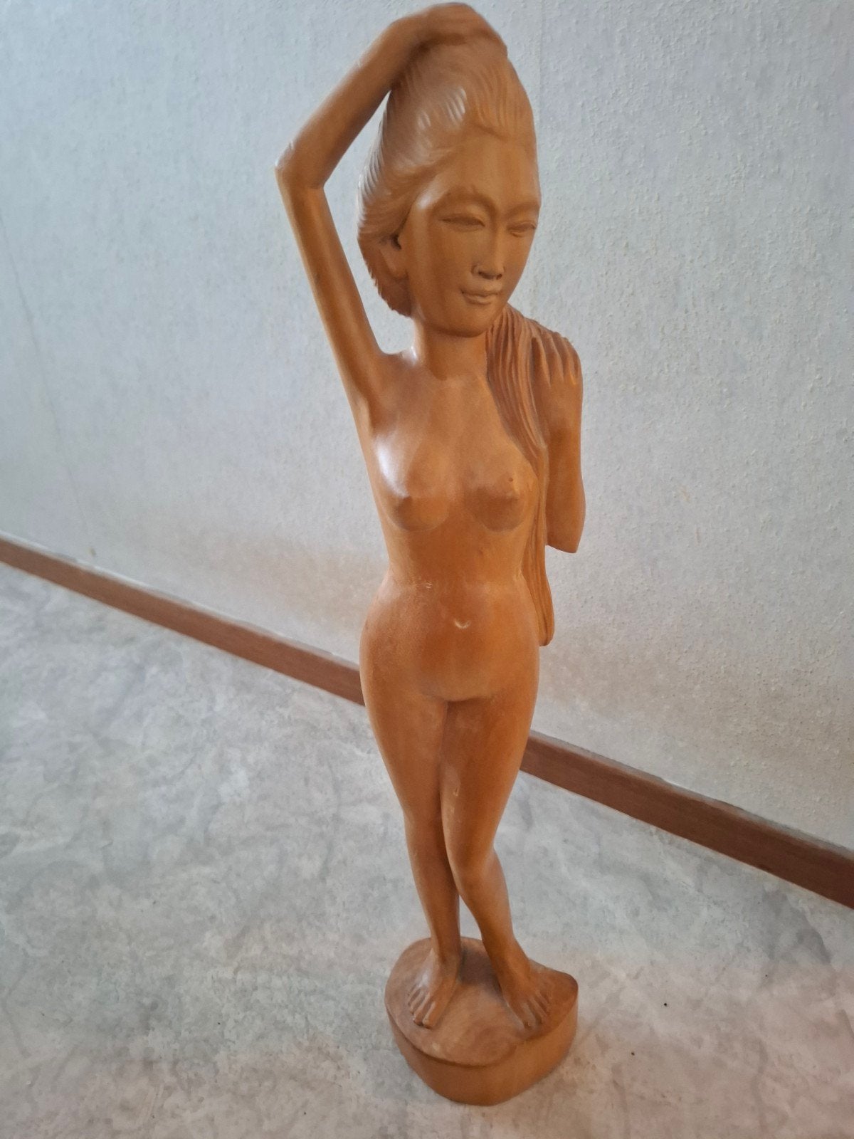 Houten Indonesisch beeld, dame, Antiek en Kunst, Ophalen, Hout, Bruin, Vrouw