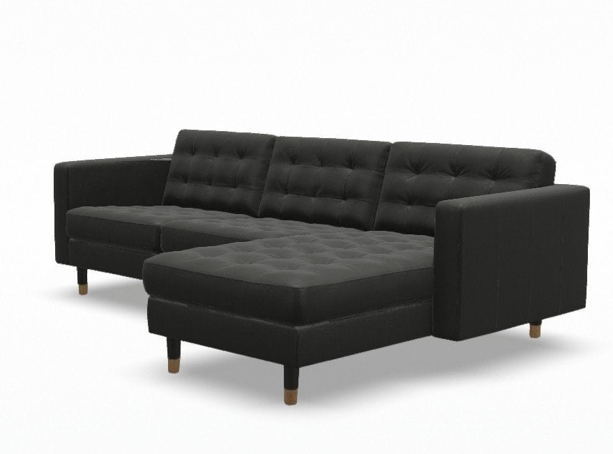LANDSKRONA zwarte hoekbank 3 zits chaise longue, Ophalen