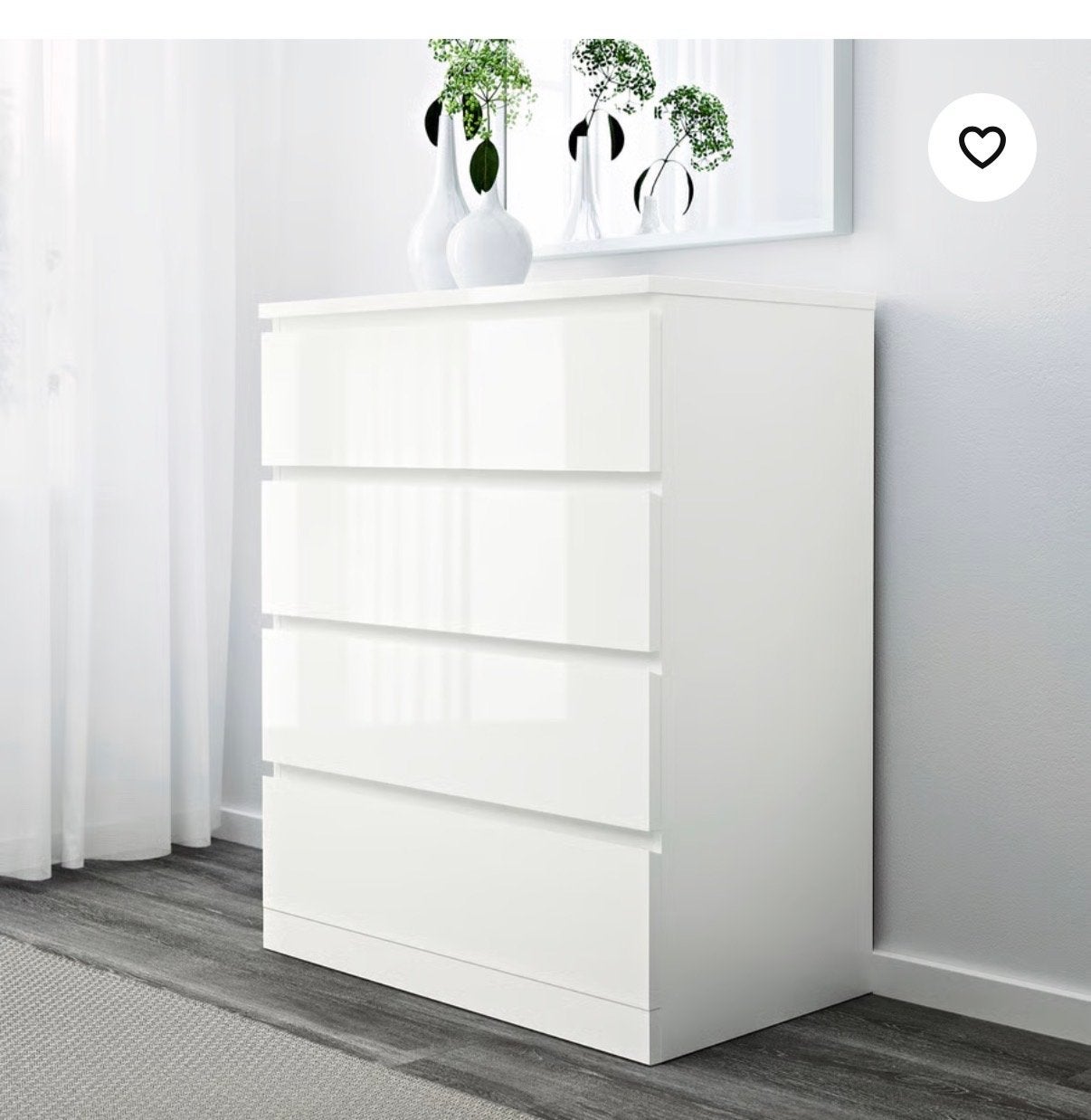 IKEA MALM Ladekast met 4 laden, hoogglans wit, Ophalen, Gebruikt, 100 tot 150 cm, 50 tot 100 cm