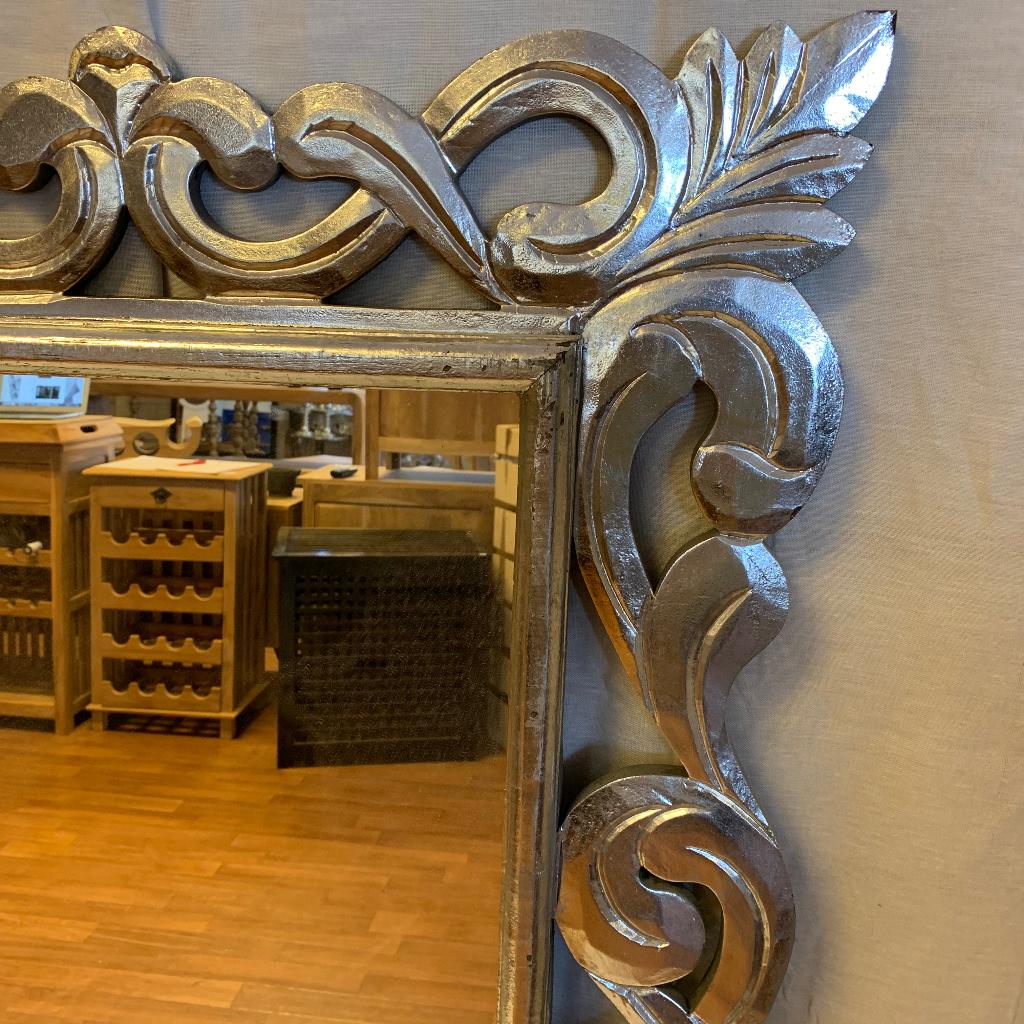 Barok Spiegel – houten lijst zilver - 140 x 70 cm- TTM Wonen, TTM Wonen, Meubels – (Perzische) Tapijten en Woonaccessoires, Nieuw