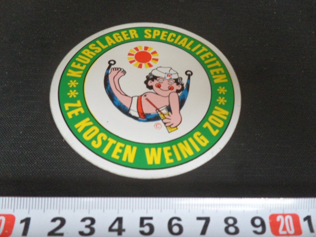 sticker keurslager specialiteiten ze kosten weinig zon, Ophalen of Verzenden, Zo goed als nieuw