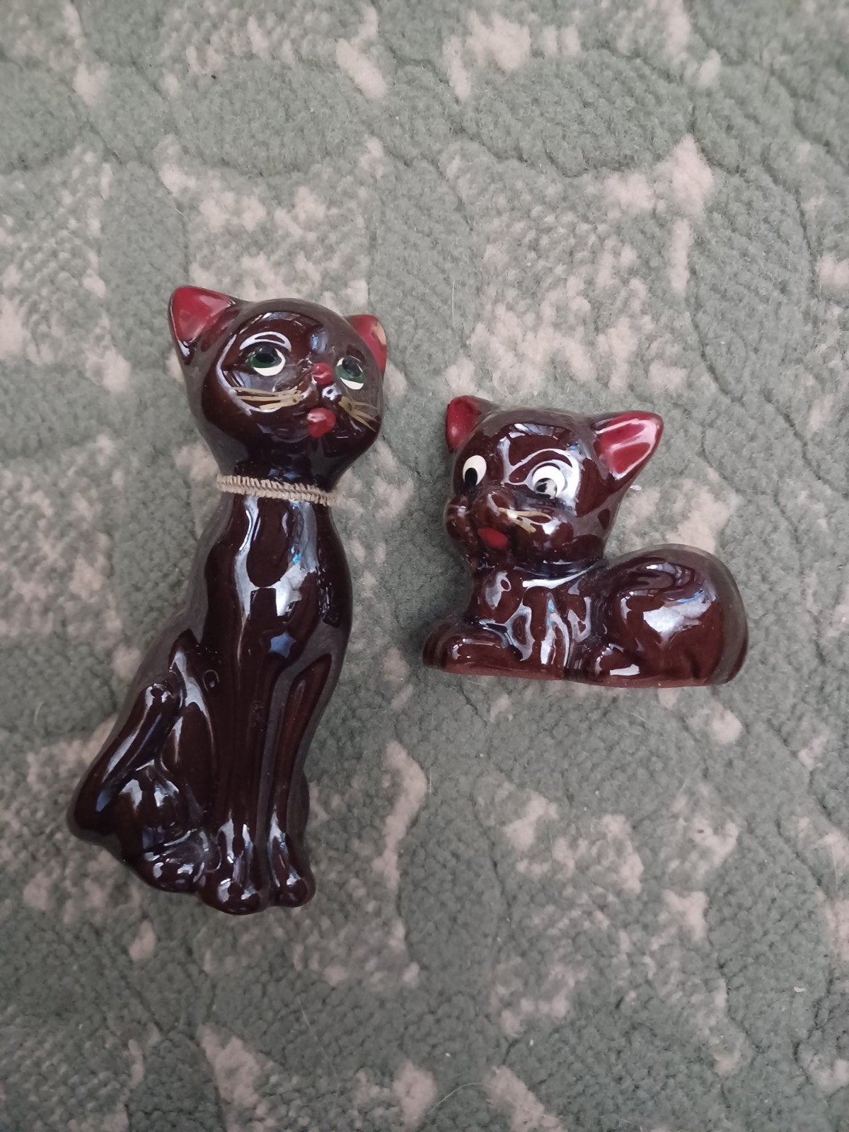 Vintage Keramische Kattenbeeldjes - Set van 2, Ophalen of Verzenden, Gebruikt, Dier