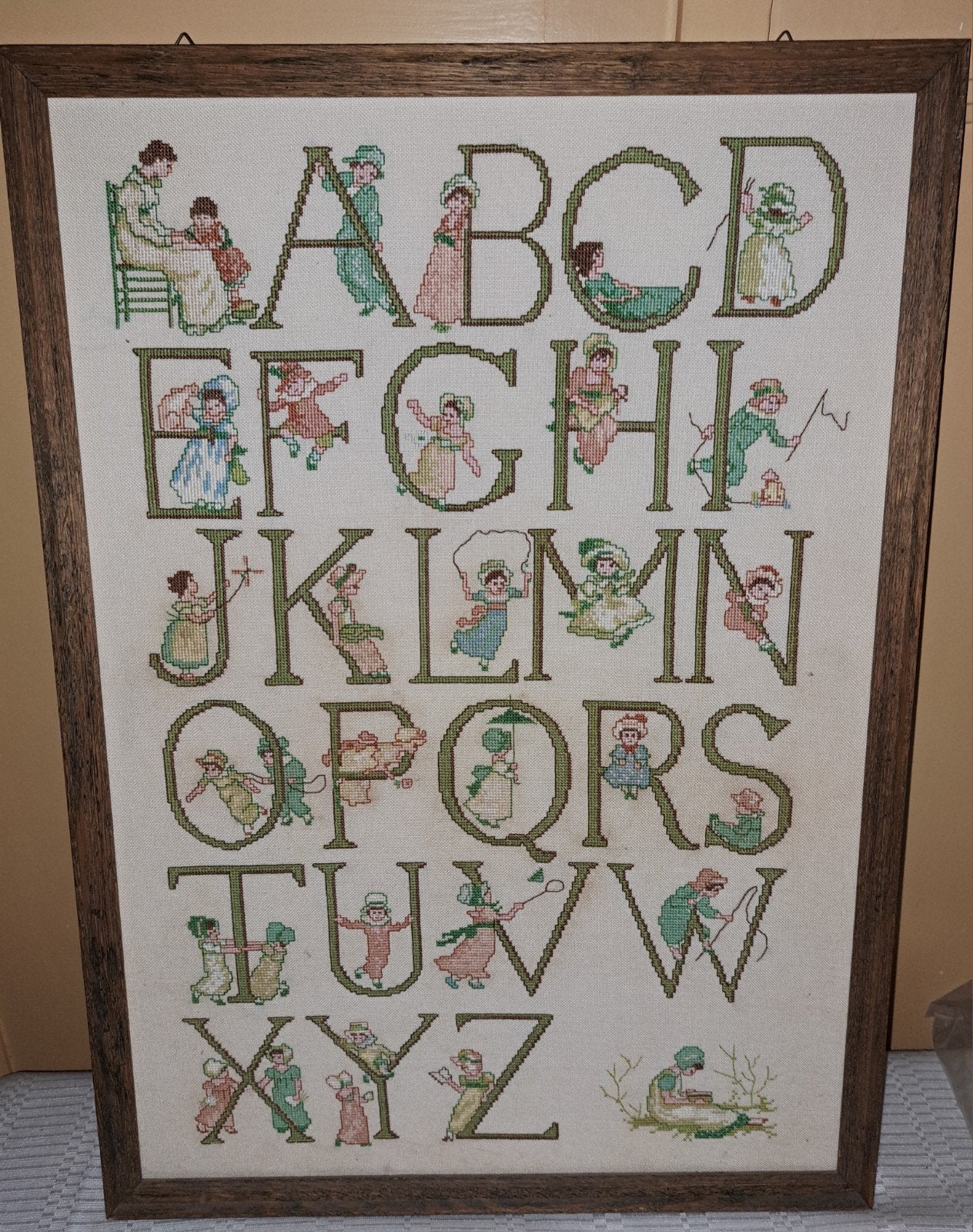 kader kaders geborduurd alfabet decoratie, Ophalen of Verzenden