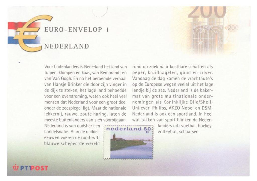 Nederland PTT Post Euro envelop inclusief 2 Nederlandse post, Postzegels en Munten, Ophalen of Verzenden, Na 1940, Gestempeld