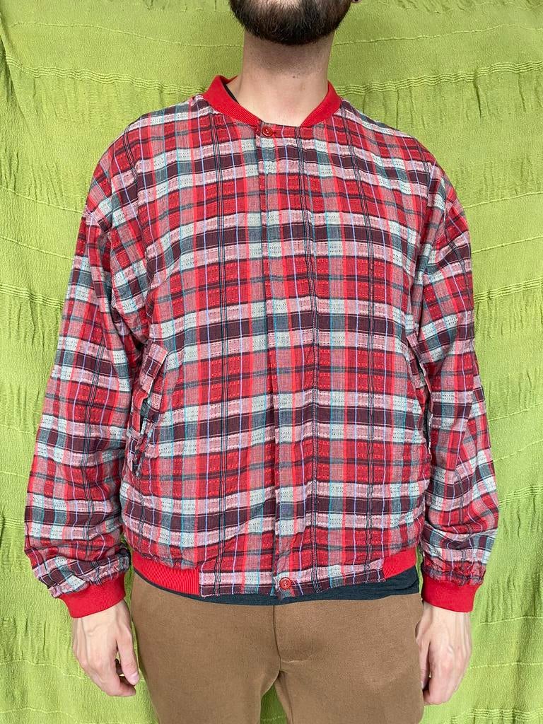 Vintage rood jasje - unisex - geruit - S/M, Hgv, Hgv, Ophalen of Verzenden, Gedragen