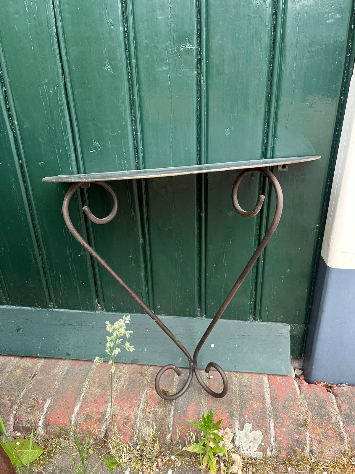 Brocante IJzeren Wandtafeltje - Hoogte 50 cm, Antiek en Kunst, Curiosa en Brocante, Ophalen of Verzenden