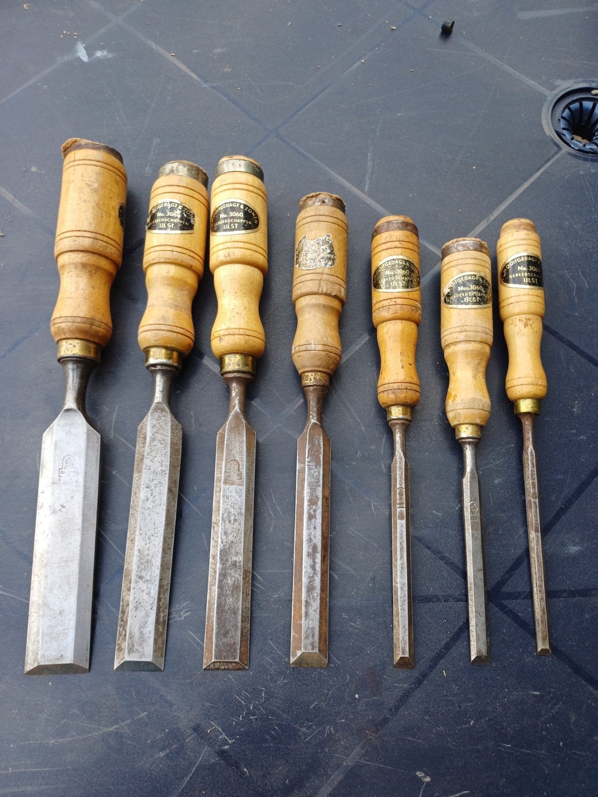Set van 7 antieke Nooitgedagt beitels, Antiek en Kunst, Ophalen of Verzenden
