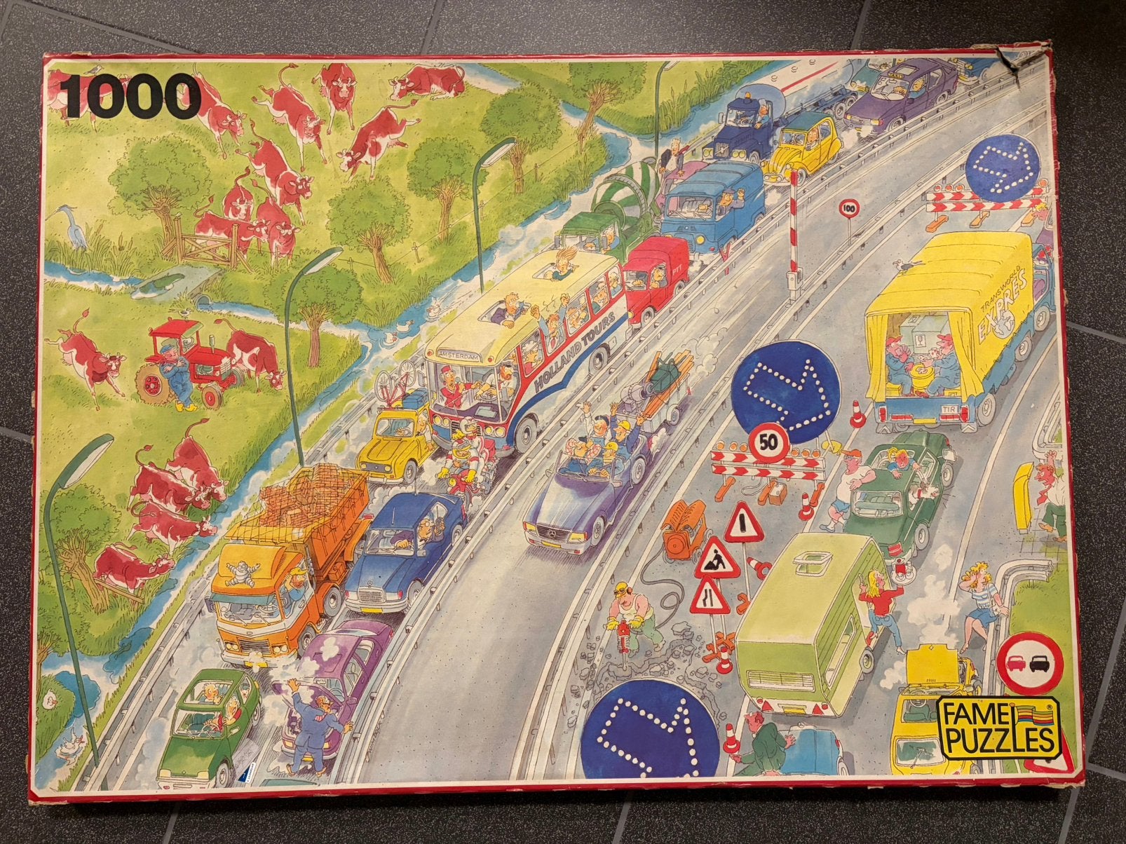 Grote puzzel (68,5 bij 49 cm) 1 hoekje ontbreekt, Ophalen, 500 t/m 1500 stukjes, Gebruikt, Legpuzzel
