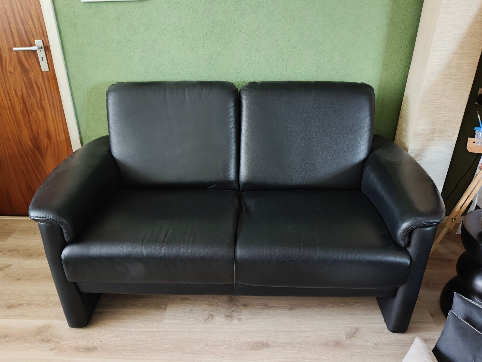 2 zits zwart leren bankje nieuwstaat, Huis en Inrichting, Banken | Bankstellen, Ophalen, 150 tot 200 cm, Tweepersoons, 75 tot 100 cm