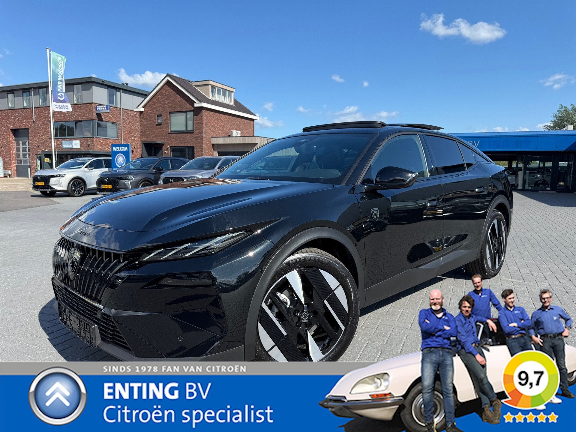 Peugeot 408 NEW 408 1.2 GT Exclusive Hybrid 145 AUT SCHUIFDA, Auto's, Gebruikt, Alcantara, Zwart, 1438 kg