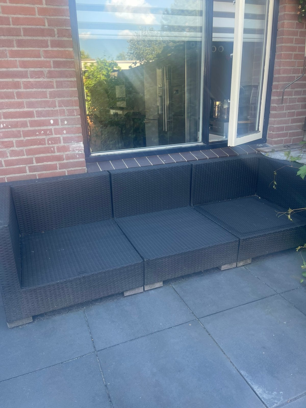 Lounge bank 3 zits en 1 zits voor de tuin of balkon, Ophalen, Gebruikt, Wicker