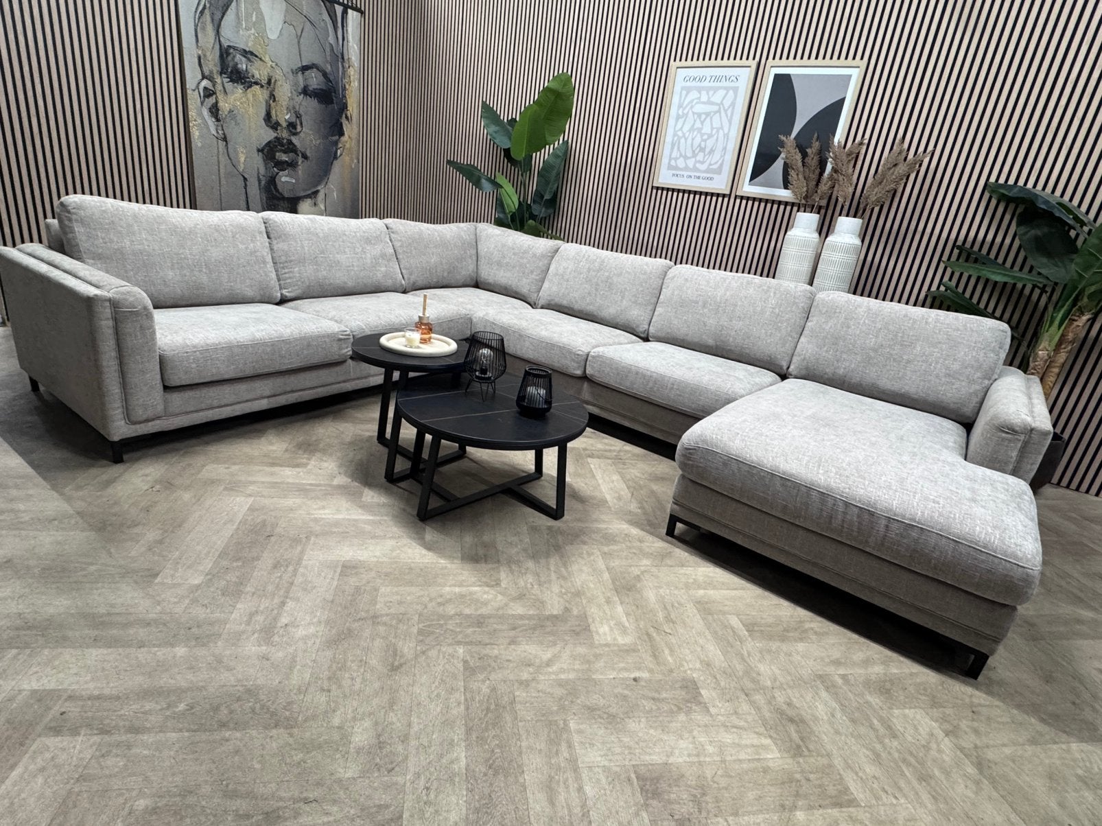 ZGAN Urban Sofa U-Bank /Hoekbank Quinn - Licht Grijs - 365cm, Luxe Moderne Urban Sofa U Bank Hoekbank Quinn Tijdloos, -, -, Hoekbank