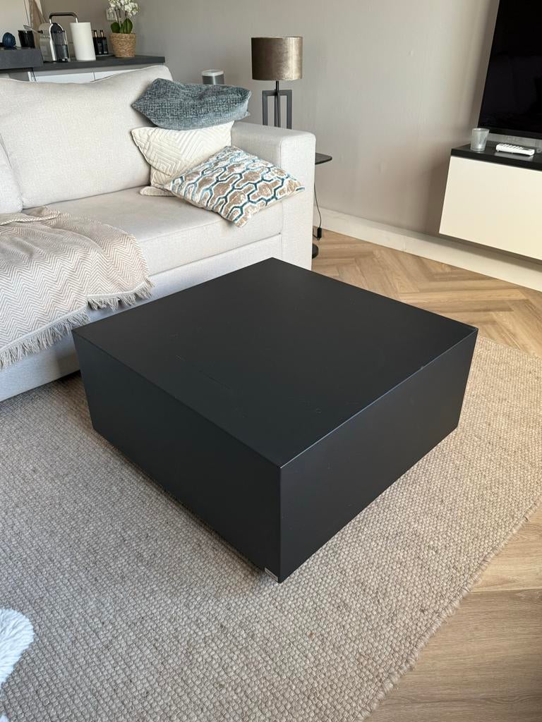 Eric Custer Style Zwevende Salontafel Zwart 79x79x41cm, Huis en Inrichting, Tafels | Salontafels, Ophalen, Gebruikt, 50 tot 100 cm