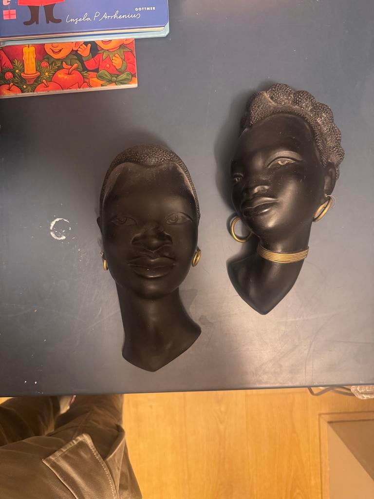 Art Deco Keramische Bustes Afrikaanse Vrouwen Jaren '50, Ophalen