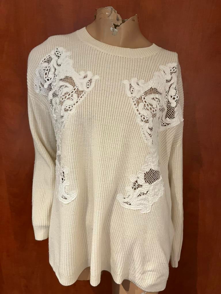 SANDRO trui met kant maat L origineel zgan, G, Beige, Maat 42/44 (L), Sandro