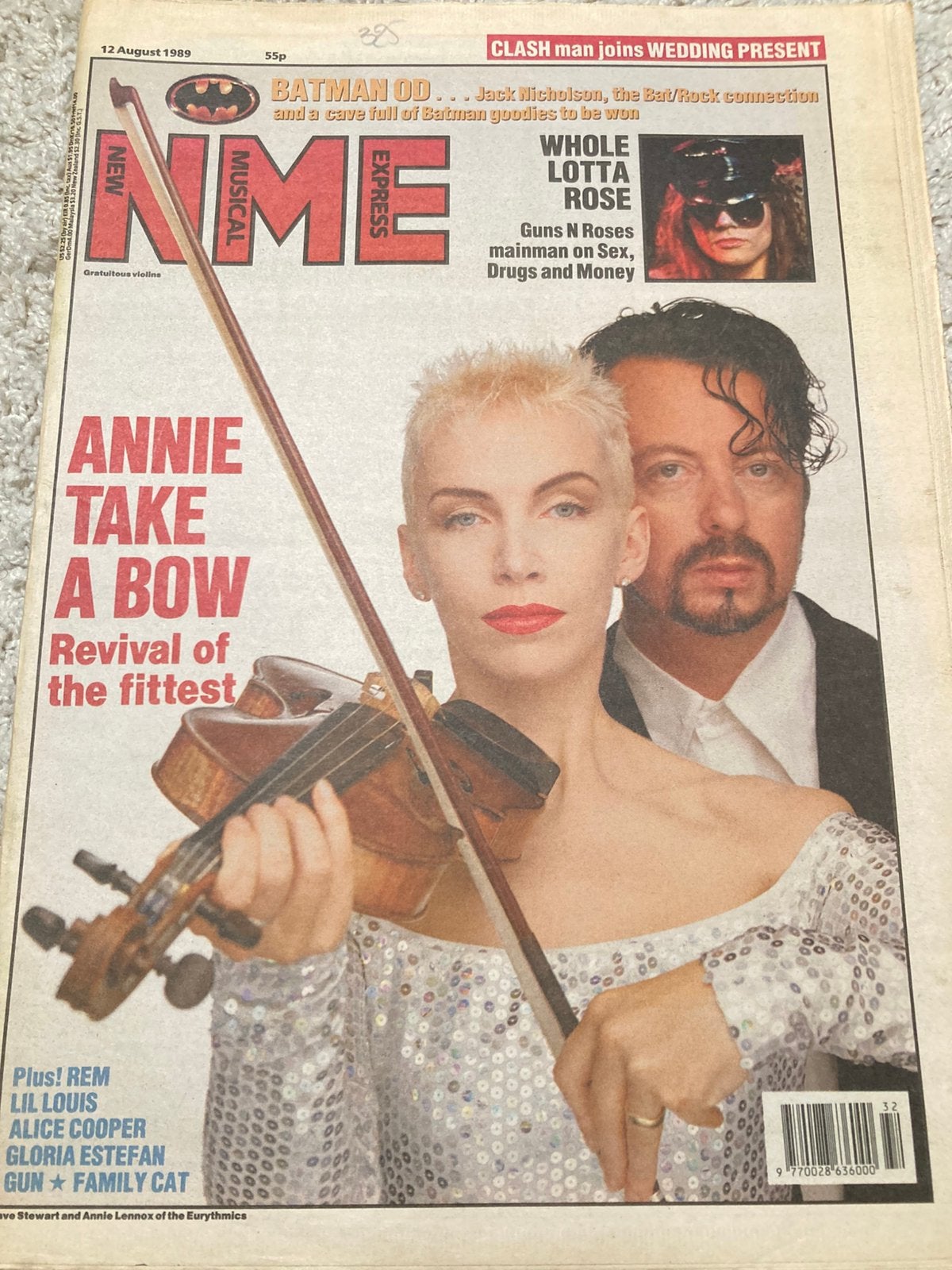 NME 1989 GUNS N ROSES Eurythmics REM Alice Cooper BATMAN GUN, Boeken, Ophalen of Verzenden, Zo goed als nieuw, Muziek, Film of Tv
