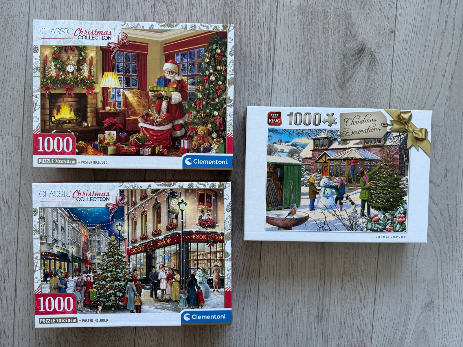 Kerst puzzels van King en Clementoni - 1000 stukjes, Ophalen of Verzenden, 500 t/m 1500 stukjes, Gebruikt, Legpuzzel
