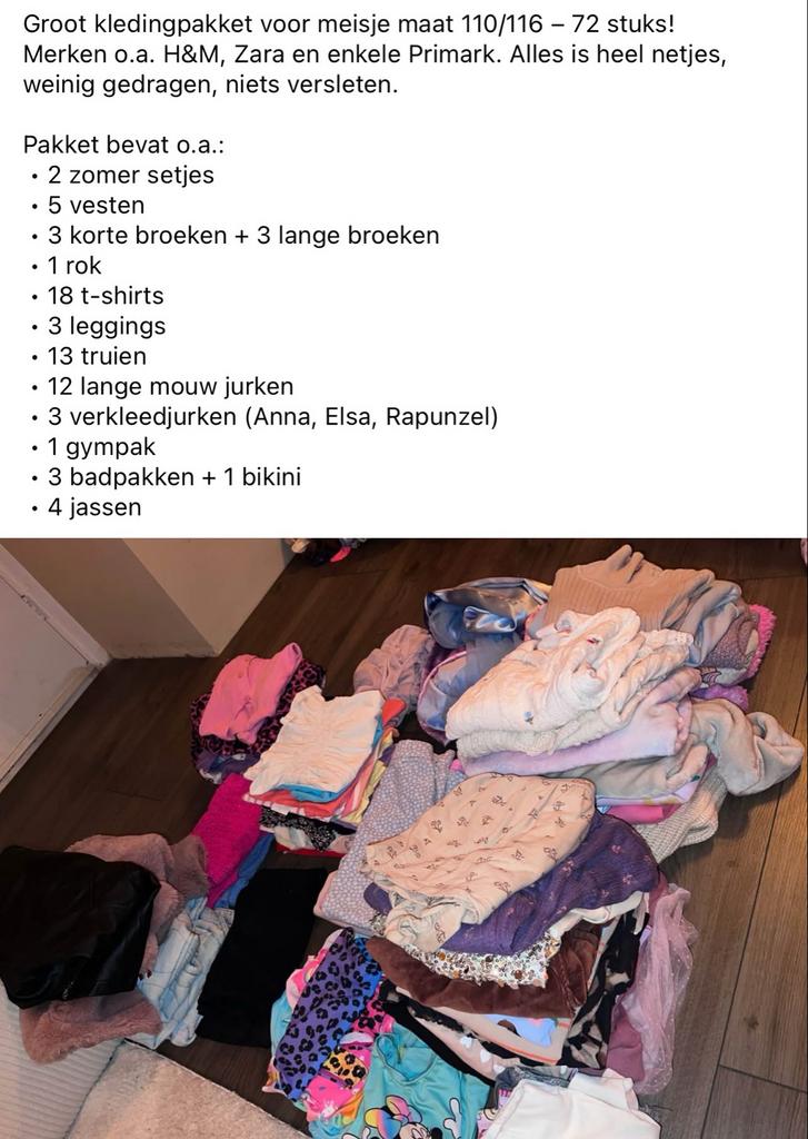 Groot kledingpakket meisjes maat 110/116 - 72 stuks, Ophalen of Verzenden, Zo goed als nieuw, Meisje