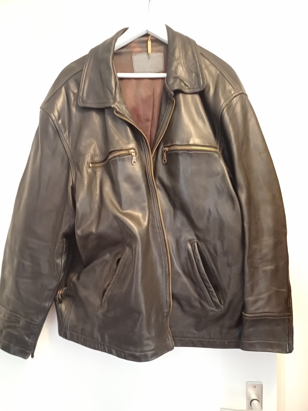 Zwart leren jack, Ophalen of Verzenden, Zo goed als nieuw, Maat 56/58 (XL), Zwart