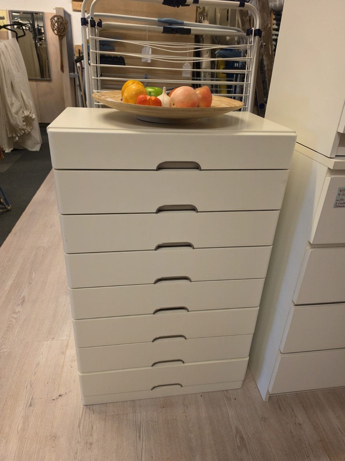 ladenkast kast met 8 laden witte ladenkast met sierranden, Ophalen, Gebruikt, 5 laden of meer, 50 tot 100 cm