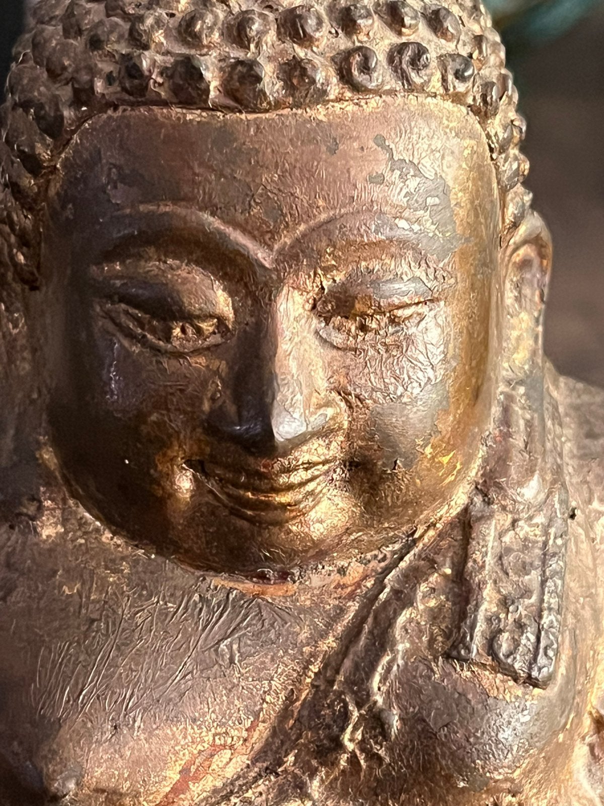 Antiek thais bronzen Sangkaja Boeddha beeld, Ophalen of Verzenden