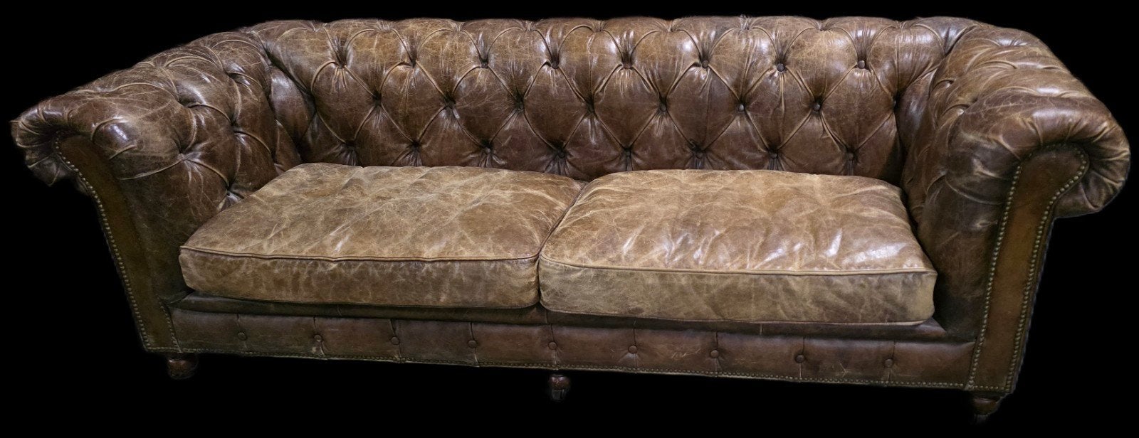 Vintage Chesterfield XL bank - Bruin Leer + BEZORGING GRATIS