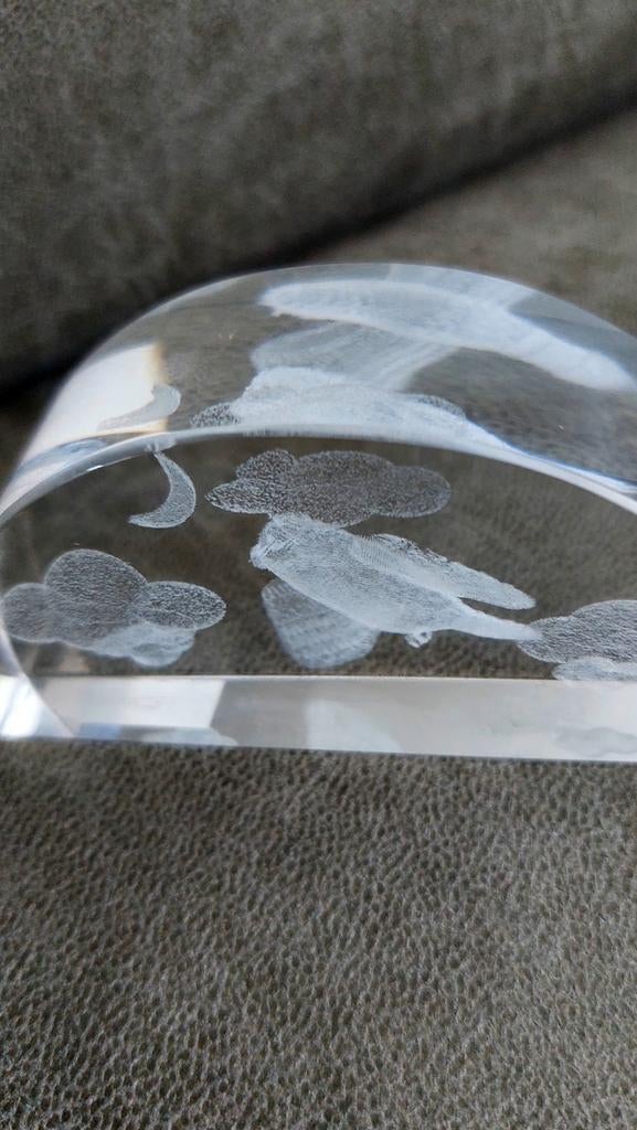 Glazen presse-papier met duif en wolken, Antiek en Kunst, Antiek | Glas en Kristal, Ophalen of Verzenden