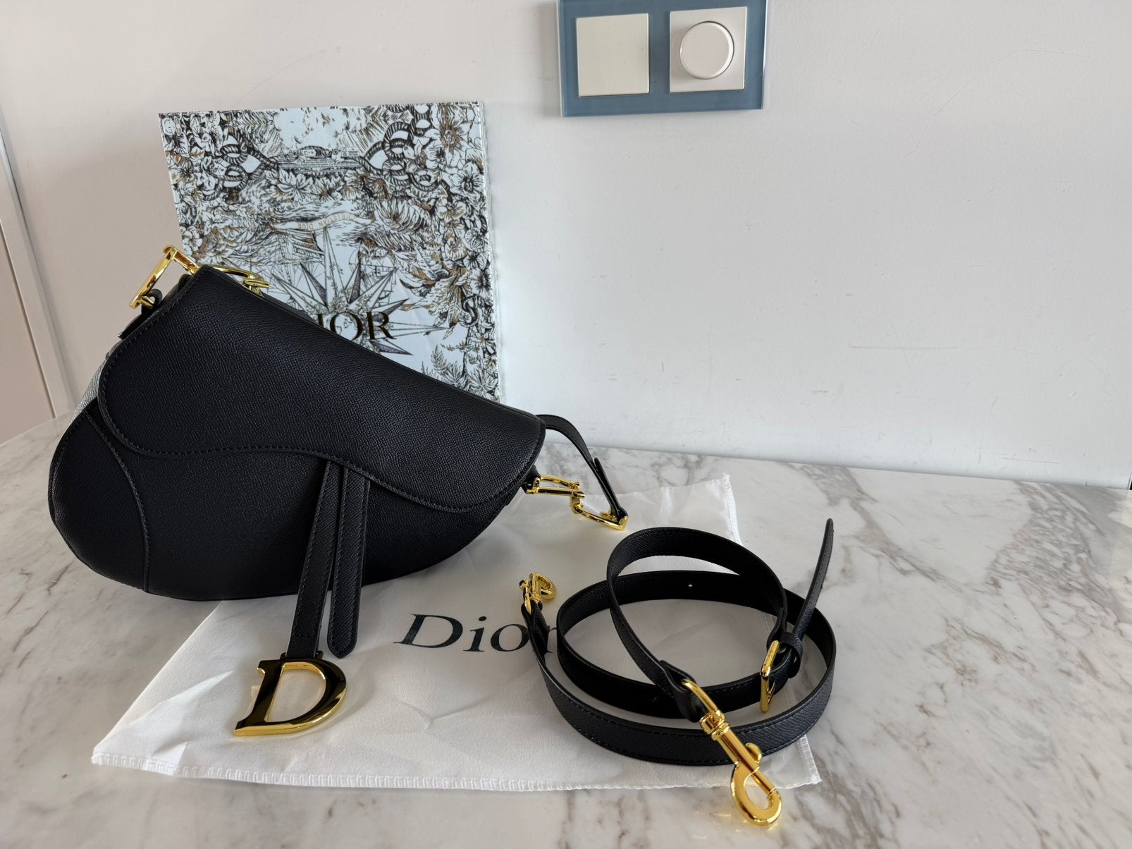 Dior Saddle-tas zwart dames