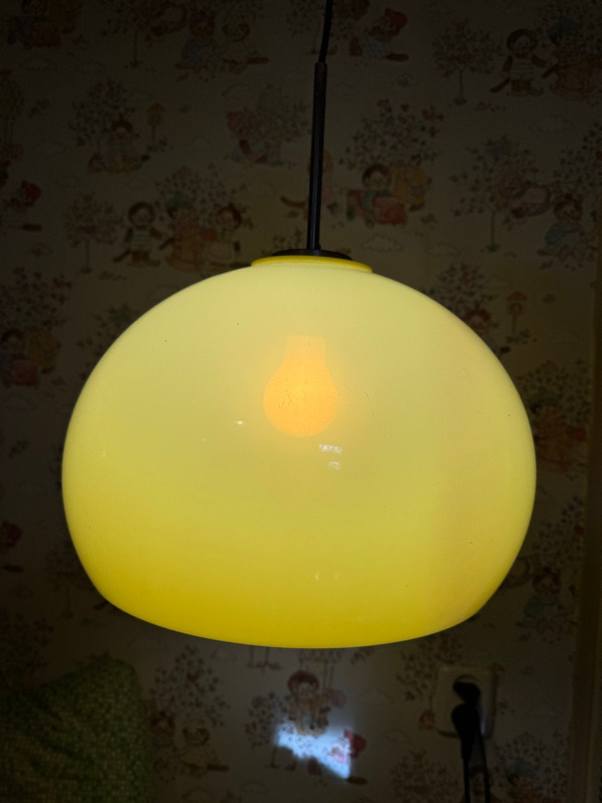 Dijkstra vintage gele hanglamp plexiglas, Vintage retro spaceage space age deens design, Kunststof, Gebruikt, E27 (groot)